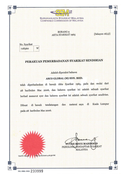 Certificate of Incorporation